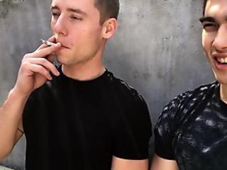Teen gay coworkers go out back to fuck on their break