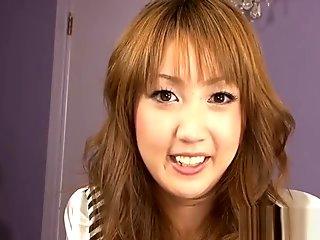 Asian chick in stockings receives carnal threesome sex
